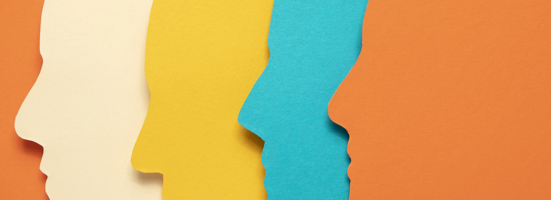 paper shapes with human head